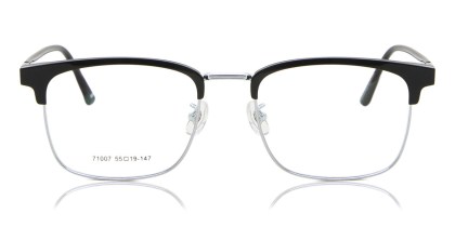 Browline Full Rim Plastic Men's Prescription Eyeglasses Online Black Size 55