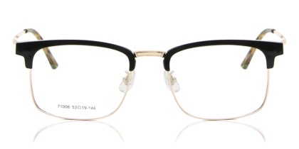 Browline Full Rim Plastic Men's Prescription Eyeglasses Online Gold Size 53