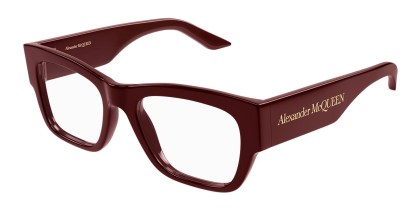 Alexander McQueen AM0436O 003 Men's Eyeglasses Burgundy Size 52