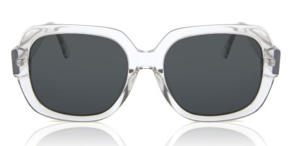 Square Full Rim Plastic Men's Sunglasses Clear Size 53