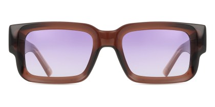 Square Full Rim Plastic Men's Sunglasses Brown Size 52